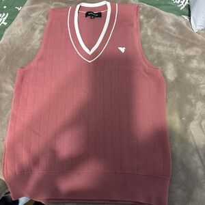Rose Dust V-Neck Knit Sweater Vest - Men